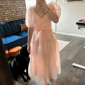 NWT free people hailey puff sleeve light pink organza